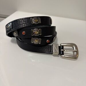 Black Leather Belt with Silver Buckle